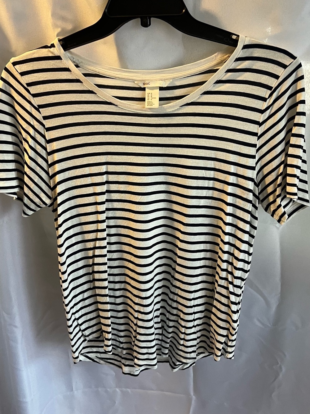 H&M Black & White Striped Short Sleeve Tee